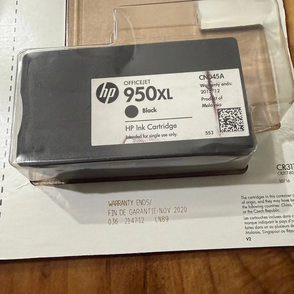 NEW Genuine HP Ink 950 XL Black 2 Pack Cartridge Unopened Expires Nov 2020